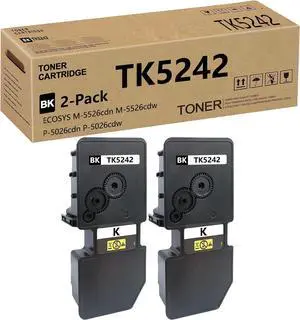 Ennovor TK5242 TK-5242 Toner Cartridge Compatible Replacement for Kyocera TK 5242 TK-5242K 1T02R70US0 for ECOSYS P5026cdn P5026cdw M5526cdn M5526cdw Printers 4,500 Pages 2 Pack