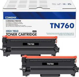 Ennovor TN-760 TN760 Toner Cartridge Black High Yield Compatible TN 760 TN760 for Brother Printer MFC-L2710DW MFC-L2750DW HL-L2350DW DCP-L2550DW HL-L2390DW HL-L2370DW Printer Ink, 2-Pack Black