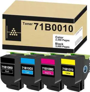 Ennovor 71B0010 Toner Cartridge High-Yield (4-Pack) CX317dn Toner Replacement for Lexmark 71B10K0 71B10C0 71B10M0 71B10Y0 for CS317dn CX317dn CS417dn CX417de CS517de CX517de CX628de CX629de Printer