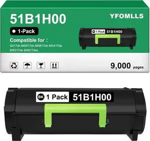 Ennovor Replacement 51B1H00 Toner Cartridge Compatible for Lexmark 51B1H00 for MS417dn MS517dn MS617dn MX417de MX517de MX617de Printers(1 Pack,9,000 Pages)