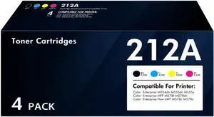 212A 212X Toner Cartridges 4 Pack (with Chip) Compatible for HP 212A 212X W2120A W2120X for HP Color Laserjet Enterprise M555dn M554dn M555x M555 M554 Series Printer Ink (New Version-BK/C/Y/M)