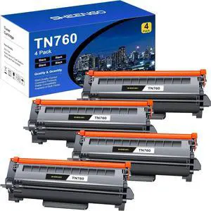 Ennovor SHEENGO Compatible Toner Cartridge Replacement for Brother TN760 TN-760 TN730 TN-730 High Yield for HL-L2350DW DCP-L2550DW HL-L2395DW Hl-L2390DW HL-L2370DW Printer (4 Black)