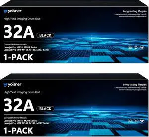 32A CF232A Black-Drum 2-Pack: Replacement for HP 32A Imaging Drum 32A Drum Compatible with Laser Pro M118dw M203dw M206 Laser Pro MFP M148dw M148fdw M227fdn M230 M227fdw Series Printer (Not Toner)