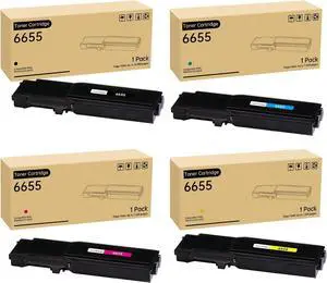 Ennovor 6655 Toner Cartridge Replacement for Xerox 106R02745 106R02746 106R02747 106R02744 Toner for WorkCentre 6655 Printer, (Black Cyan Magenta Yellow)