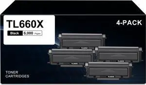 Ennovor TL660 TL660X TL630 High Yield Black Toner Cartridge Replacement for PANTUM TL-630 TL-660 TL-660X for L2300DW L2350DW L2710FDW M15DW M29DW M118DW Series Printer | 6,000 Pages per, 4 Pack