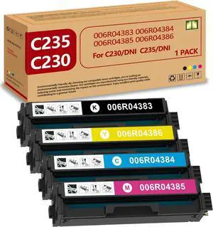 (with Chip) C235 C230 Toner Cartridge High Capacity Compatible with Xerox 006R04391 006R04392 006R04393 006R04394 for C235 C230 C235DNI C230DNI C235/DNI C230/DNI Color Printer (4-Pack, 1BK/1C/1M/1Y)