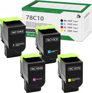 Ennovor 78C10 High Yield Compatible Toner Cartridge CS421 Replacement for Lexmark CS421 CX522 CX421 CS521 CX521 CS522 CX622 CX625 Printer (4 Pack,Black Magenta Yellow Cyan)