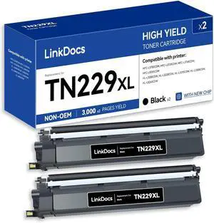 Ennovor TN229XL 2PK Black High Yield Printer Toner Cartridge Replacement for Brother TN229XL TN229XLBK 2-Pack
