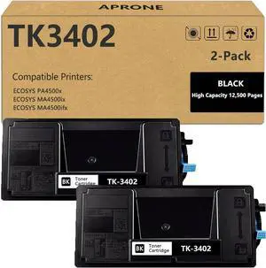 Ennovor TK-3402 TK3402 Black Toner Cartridge Compatible for Kyocera TK3402 1T0C0Y0US0 for ECOSYS PA4500x MA4500ix MA4500ifx Laser Printers (12,500 Pages,2-Pack)