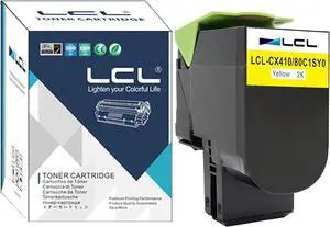 LCL Remanufactured Toner Cartridge Replacement for Lexmark 80C1SY0 80C10Y0 801SY 801Y CX310 CX310n CX310dn CX410 CX410de CX410dte CX410e CX510 CX510dthe CX510de CX510dhe 2000 Pages (Yellow 1-Pack)