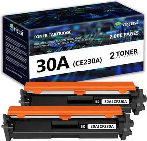 30A Black Toner Cartridge CF230A 2-Pack Compatible 30A CF230A 30X CF230X Replacementfor HP 30A/30X with Laser Pro MFP M227fdw M203dw M227fdn M203dn M227sdn M203d M227 M203 Printer [2,000 Pages]