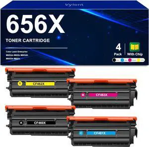 656X High Yield Toner Cartridges CF460X CF461X CF462X CF463X Toner Replacement for HP 656X Toner Cartridges for Color Laser Enterprise M652dn M652n M653dh M653dn M653x Printer Ink 4-Pack (BK/C/M/Y)