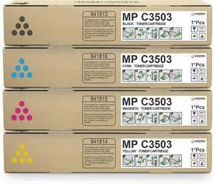 MP C3503 C3003 Toner Cartridge set (4 Pack, 1BK/1C/1M/1Y) - Lovn 841813 841816 841815 841814 Toner Cartridge Replacement for Ricoh Aficio/Lanier/Savin MP C3003 MP C3503 MP C3004 MP C3504 Printer