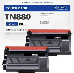 Ennovor Toner Bank Compatible Toner Cartridge Replacement for TN880 TN 880 for HL-L6200DW MFC-L6700DW MFC-L6800DW HL-L6200DWT HL-L6300DW MFC-L6900DW Super High Yield Printer (Black, 2-Pack)