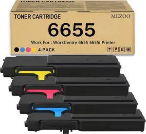 Ennovor MEZOO 6655 Toner Cartridge Compatible with 106R02745 106R02746 106R02747 106R02744 Toner for WorkCentre 6655 6655i Printer(4 Pack,Black Cyan Yellow Magenta)