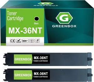Ennovor GREENBOX Compatible MX-36NT-BA 36NTBA Toner Cartridge Replacement for Sharp MX-2610N 2615N 2640N 3110N 3115N 3140N 3610N 3640N 3648N 2615NC 2648NC 3148NC Printer (2-Pack, Black)