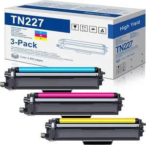 Ennovor TN227 TN-227C/M/Y Toner Cartridges 3 Pack Replacement for Brother TN-227 TN227C TN227M TN227Y Toner HL-L3290CDW MFC-L3770CDW MFC-L3750CDW MFC-L3710CW Printer Toner(TN227C, TN227M, TN227Y)