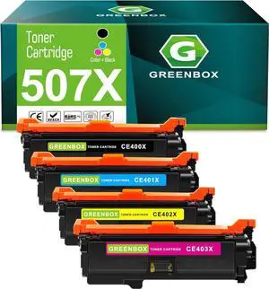 GREENBOX Compatible Toner Cartridge Replacement for HP 507X 507A CE400X CE401A CE402A CE403A for Enterprise M551 M551n M551dn M575c M575dn M551xh M570dw Printer (1 Black 1 Cyan 1 Magenta 1 Yellow)