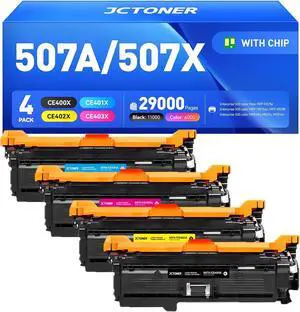 507X 507A Toner Cartridge Set 4-Pack High Yield Replacement for HP 507X 507A CE400X CE401A CE402A CE403A Compatible with HP Color Laserjet Enterprise M651dn M651n M651xh Printer Ink Black Cyan Yellow