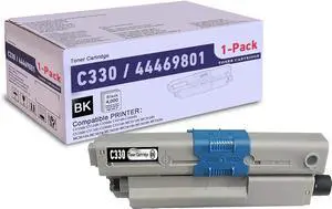 Ennovor 1 Pack Black 44469801 Compatible C330 Toner Cartridge, Replacement for OKI C330 (44469801) - Compatible with: C310dn C530dn C531dn MC351dn MC352dn MC562dn MC562w Printer