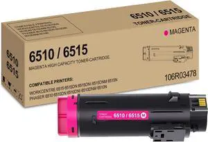 Phaser 6510 / Workcentre 6515 Magenta High Capacity Toner-Cartridge Compatible for Xerox 106R03478 for Xerox WorkCentre 6515DN 6515DNI 6515DNM 6515N, Phaser 6510DN 6510DNI 6510DNM 6510N Printer