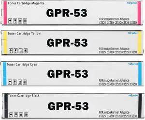 Ennovor GPR53 GPR-53 Toner Cartridges Compatible for Canon ImageRunner Advance C3325i C3330i C3520i C3525i C3530i Printer.GPR53 Black Cyan Yellow Magenta