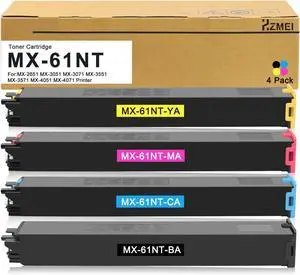 Ennovor MX61NT MX-61NT Toner Cartridge High Yield Compatible for Sharp MX-2651 MX-3051 MX-3071 MX-3551 MX-3571 MX-4051 MX-4071 Printers(MX-61NTBA MX-61NTCA MX-61NTMA MX-61NTYA)