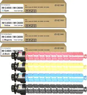 Ennovor High Yield IMC4500 IMC6000 Toner Cartridge Replacement for Ricoh 842279 842280 842281 842282 Toner Cartridge Compatible with IM C4500 IM C6000 Printer (Black Cyan Magenta Yellow)