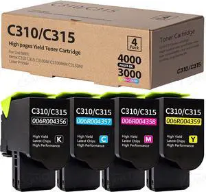 Ennovor C310 C315 Toner Cartridge Compatible for Xerox C310 C315 Xerox 006R004356 006R004357 006R004358 006R004359 Xerox C310 C310DNI C310DNIM C315 C315DNI Laser Printer (C/M/Y/BK, 4-Pack)