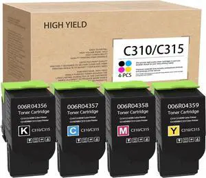 Ennovor C310 / C315 Toner Cartridges Set: DOPHEN 4 Pack 006R04356 006R04357 006R04358 006R04359 Replacement for Xerox C310 C310DNI C310DNIM C315 C315DNI Printer (BK+C+M+Y)
