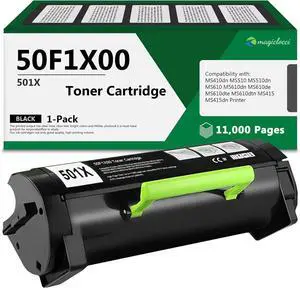 501X 50F1X00 Extra High Yield Toner Cartridge [11,000 Pages] Compatible for 501XE 50F1X0E Toner Cartridge Replacement for Lexmark 50F1X00 Toner Cartridge Work with MS410, MS510, MS610, MS415 Printer