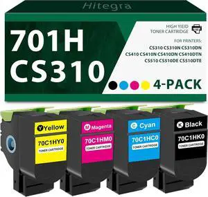 CS310 701H Toner Cartridge Set Replacement for Lexmark CS310 CS410 701H Toner 70C1HK0 70C1HC0 70C1HM0 70C1HY0 Compatible with CS310 CS410 CS510 CS310n CS410dn CS510de Printer Toner, 4-Pack (BK/C/M/Y)