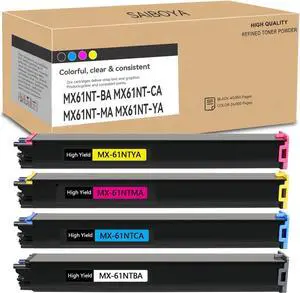 Ennovor MX61NT MX-61NT Toner Cartridges MX-61NT-BA MX-61NT-CA MX61NT-MA MX-61NT-YA Compatible with Sharp MX-2651 MX-3051 MX-3061 MX-3071 MX-3551 MX-3561 MX-3571 MX-4051 MX-4061 Printers