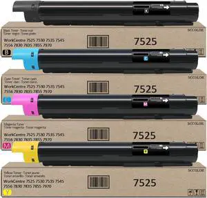 Ennovor 7525 Toner Cartridge High Yield Compatible for Xerox 006R01513 006R01514 006R01515 006R01516 Replacement for Xerox WorkCentre 7525 7530 7535 7545 7556 7830 7835 7855 7970 Printer