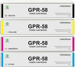 GREENBOX Remanufactured GPR58 High-Yield Toner Cartridge Replacement for Canon GPR-58 for Advance iR-ADV C256 C256iF C356 C356iF DX C257 C257iF C357 C357iF Printer (23,000 Pages, KCMY, 4-Pack)