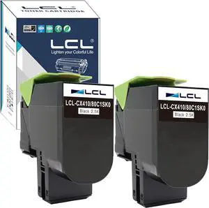 LCL Remanufactured Toner Cartridge Replacement for Lexmark 80C1SK0 80C10K0 801SK 801K CX310 CX310n CX310dn CX410 CX410de CX410dte CX410e CX510 CX510de CX510dhe CX510dthe 2500 Pages (2-Pack Black)