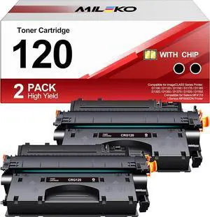 MILEKO 120 Black Toner Cartridge 2 Pack Replacement for Canon 120 CRG120 CRG-120 Compatible for ImageCLASS D1120 D1550 D1150 D1320 D1350 D1520 D1100 D1370 D1180 D1170 MF6680DN MF417dw (Black, 2-Pack)