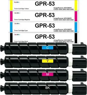 Ennovor GPR53 GPR-53 Toner Cartridge Compatible for Canon ImageRunner C3325 C3325i 3330 C3330i 3520 C3520i 3525 C3525i 3530 C3530i DX C3725i C3730i C3826i C3830 C3830i C3835i Printer(4 Pack,BCMY)