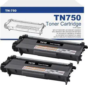 Ennovor TN750 Black High Yield Toner Cartridge Replacement for Brother TN-750 TN-720 TN720 for HL-5450DN HL-5470DW HL-6180DW MFC-8710DW MFC-8910DW MFC-8950DW Printers, 2 Pack