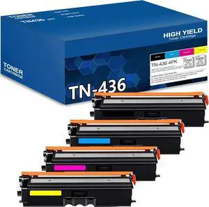 Ennovor TN436 TN-436 High Yield Toner Cartridge Set 4-Pack, Replacement for Brother TN436 TN 436 TN433 TN431 for HL-L8260CDW HL-L8360CDW HL-L9310CDW MFC-L8900CDW MFC-L9570CDW Printer