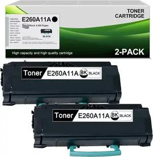 Ennovor E260A11A Black Toner Cartridge (2Pack) Replacement for Lexmark E260A11A Toner Cartridge for E260, E360, E460, E462 Printer