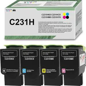 Ennovor High Yield Compatible C231HK0 C231HC0 C231HM0 C231HY0 Toner Cartridge Replacement for Lexmark C2325 C2425 C2535 MC2325 MC2425 MC2535 MC2640