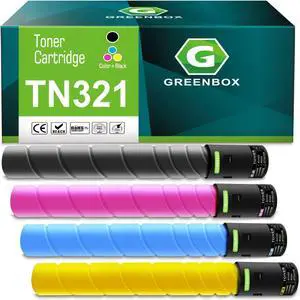 GREENBOX Remanufactured TN321 TN322 TN220 TN221 TN323 Toner Cartridge Replacement for Konica Minolta A33K130 A33K230 A33K330 A33K430 for Bizhub C224e C364e C284e C224 C364 Printer (27,000 Pages, KCMY)