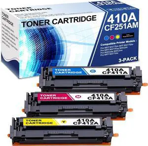 Ennovor 3 Pack 410A CF251AM C/M/Y Toner Cartridge Compatible CF411A CF412A CF413A Toner Cartridge Replacement for HP Pro MFP M477fdn MFP M477fdw MFP M477fnw M452dn M452dw M452nw MFP M377dw Printer
