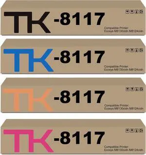 Ennovor TK8117 TK-8117 Black Cyan Magenta Yellow Toner Cartridge Replacement for Kyocera 1T02P30US0 1T02P3CUS0 1T02P3BUS0 1T02P3AUS0 for Ecosys M8130cidn M8124cidn Printers, 4 Pack