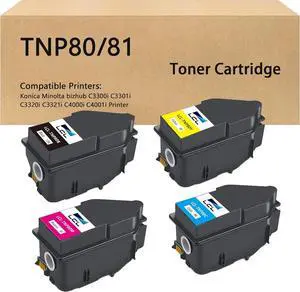 Ennovor LCL TNP80 TNP81 Toner Cartridge Extra High-Yield Replacement for Konica Minolta TNP-80 TNP-81 for bizhub C3300i C3301i C3320i C3321i C4000i C4001i Printer (Black Cyan Magenta Yellow)