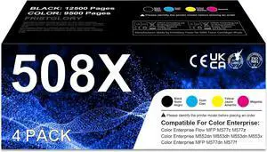 Ennovor 508X Toner Cartridges (4-Pack) High Yield Replacement for HP 508X 508 Color Enterprise M553 M553dh M553dn M553n M553x M552dn MFP M577dn M577f Printer
