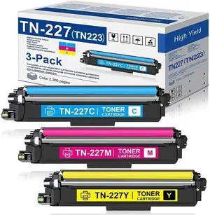 3-Pack(C/M/Y) TN-227 TN227 Toner Cartridge Set: Compatible High Yield TN227C TN227M TN227Y Toner Replacement for HL-L3270CDW L3210CW L3230CDW L3230CDN L3290CDW MFC-L3710CW L3750CDW L3770CDW Printer