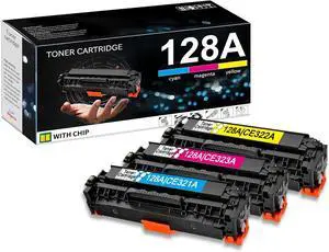Ennovor 3 Pack 128A C/M/Y Toner Cartridge with chip Replacement for HP Color Laser Jet CP1525n, CM1415fn MFP Series, High Yield 1,800 Pages | CE321A CE322A CE323A