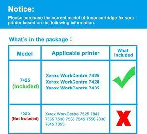 LCL 7425 7428 7435 Toner Cartridge Replacement for Xerox 006R01395 006R01396 006R01397 006R01398 for Xerox WorkCentre 7425 7428 7435 Printers for Black or Cyan or Magenta or Yellow (4-Pack)
